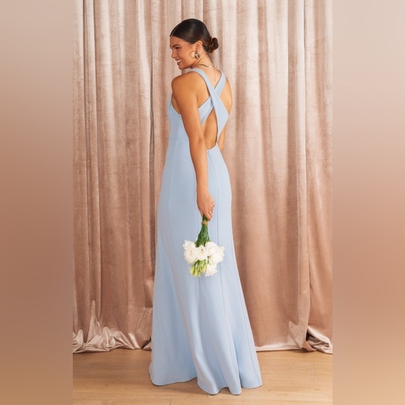 SHOW ME YOUR MUMU Rachel Maxi Dress In Steel Blue Stretch - Picture 6 of 7